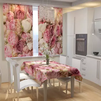 Скатерть "Пионы" Розовый р. 145х145