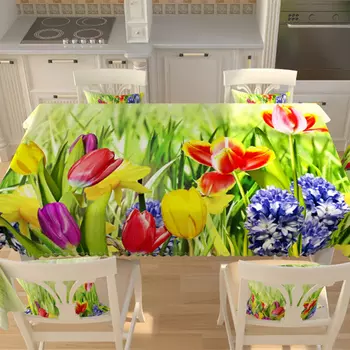 Скатерть "Тюльпаны" Зеленый р. 145х145