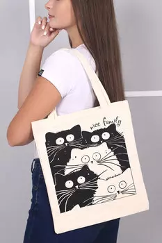 Сумка "Пушистики" Молочный р. 35х45