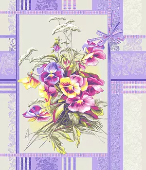 Вафельное полотенце "Анютины глазки" Сиреневый р. 50х60