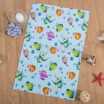 Вафельное полотенце "Подводный мир" р. 80х150