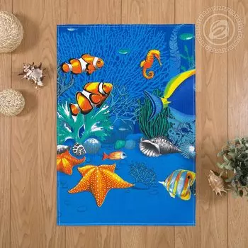 Вафельное полотенце "Риф" Синий р. 50х70