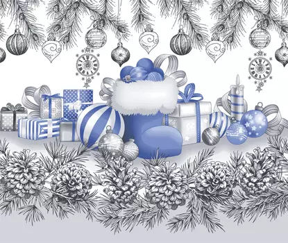 Вафельное полотенце "Семейные традиции" Синий р. 50х70