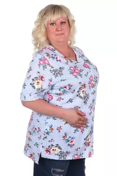 Жен. блуза арт. 16-0373 Голубой р. 50