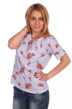 Жен. блуза арт. 17-0015 Голубой р. 54