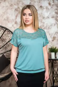 Жен. блуза арт. 19-0228 Пепельная мята р. 56