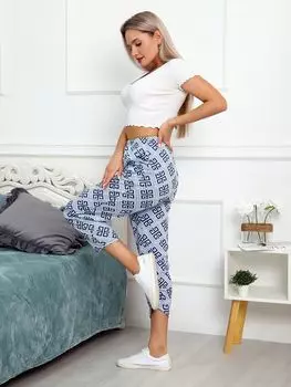 Жен. брюки домашние "Твист" Синий р. 50