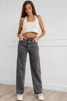 Жен. брюки повседневные "Трубы" Серый р. 48