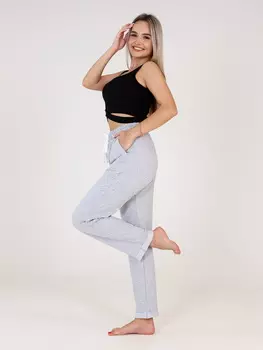 Жен. брюки спортивные арт. 17-0425 Серый меланж р. 46
