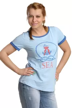 Жен. футболка арт. 16-0187 Голубой р. 50