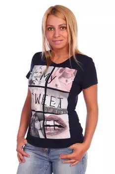 Жен. футболка арт. 17-0025 Темно-синий р. 44