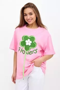 Жен. футболка "Flowers Розовый" р. 48-52