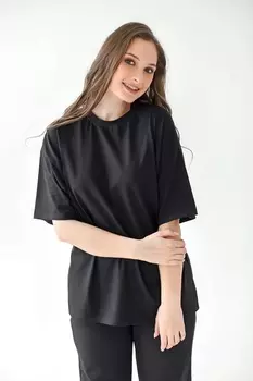 Жен. футболка "Оверсайз Черный" р. 46