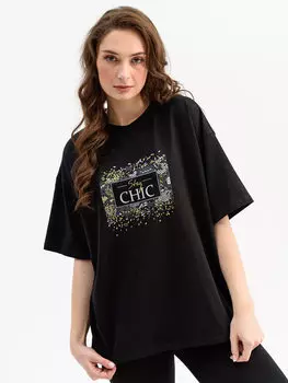 Жен. футболка "Оверсайз" Черный р. 52