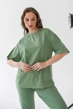 Жен. футболка "Оверсайз" Зеленый р. 42