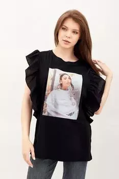 Жен. футболка "Париж" Черный р. 52-54