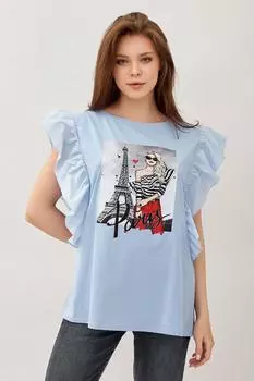 Жен. футболка "Париж" Голубой р. 48-50