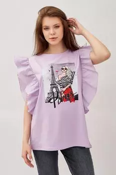 Жен. футболка "Париж" Сиреневый р. 48-50