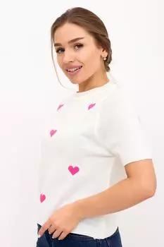 Жен. футболка "Сердечки" Белый р. 44-46