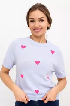 Жен. футболка "Сердечки Голубой" р. 44-46