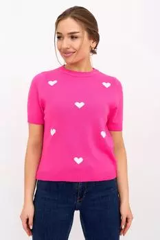 Жен. футболка "Сердечки Розовый" р. 44-46