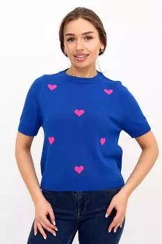 Жен. футболка "Сердечки Синий" р. 44-46