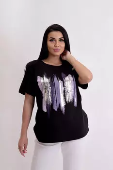 Жен. футболка "Тамила" Черный р. 52