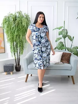 Жен. халат "арт. 17-0200 Синий" р. 46