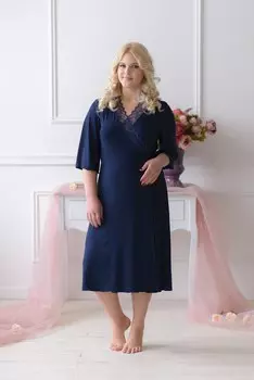 Жен. халат "арт. 19-0047 Темно-синий" р. 46