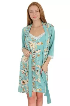 Жен. халат "Флоралс" Бирюзовый р. 44