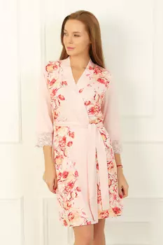 Жен. халат "Флоралс" Розовый р. 56