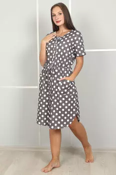Жен. халат "Горох" Графит р. 46