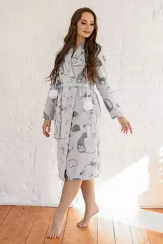 Жен. халат "Кисуня Серый" р. 46
