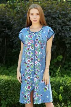 Жен. халат "Полянка" Голубой р. 62