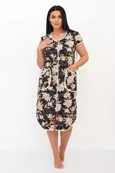 Жен. халат "Ромашки" Коричневый р. 50