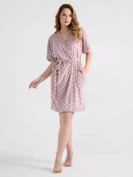 Жен. халат "Велюровое сердце Розовый" р. 44