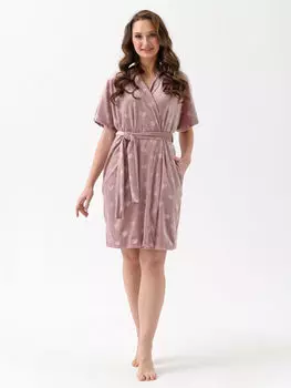 Жен. халат "Велюровое сердце Сухая роза" р. 44