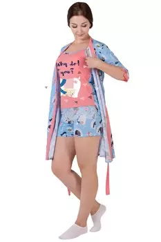 Жен. комплект "Арктика Медведи" Голубой р. 54