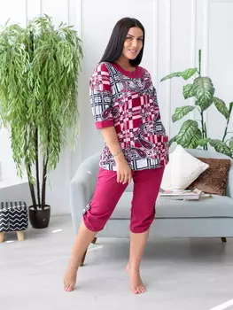 Жен. костюм арт. 17-0254 Вишневый р. 52