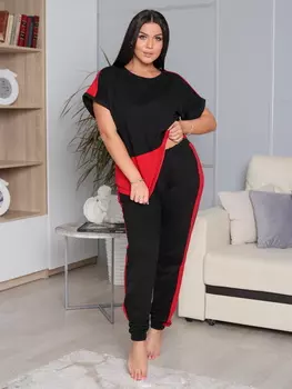 Жен. костюм "арт. 17-0282 Черно-красный" р. 50