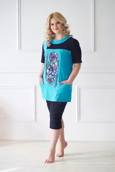 Жен. костюм арт. 19-0011 Бирюза р. 50