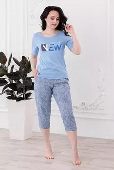 Жен. костюм арт. 19-0474 Голубой р. 52