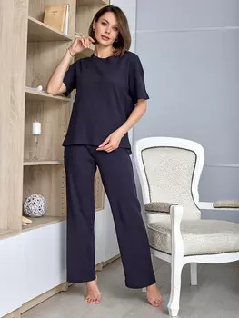 Жен. костюм домашний арт. 17-0417 Темно-синий р. 54