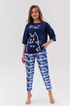 Жен. костюм домашний арт. 23-0343 Темно-синий р. 50