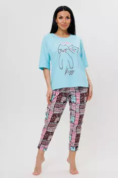 Жен. костюм домашний арт. 23-0525 Бирюзовый р. 54