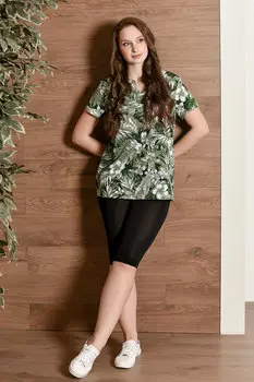 Жен. костюм домашний "Флора" Темно-зеленый р. 50