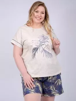 Жен. костюм домашний "Лен" Бежевый р. 52