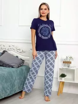 Жен. костюм домашний "Люция" Синий р. 62