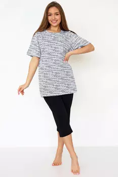 Жен. костюм домашний "Ньюз" Черный р. 54