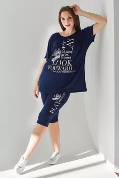 Жен. костюм домашний "Текст" Синий р. 56